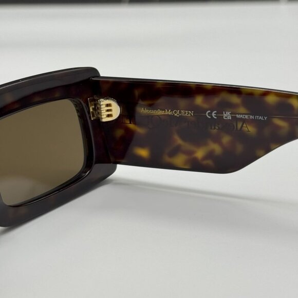 NEW ALEXANDER MCQUEEN AM0433S 002 SUNGLASSES WOMEN HAVANA SQUARE EYEWEAR - Picture 9 of 10